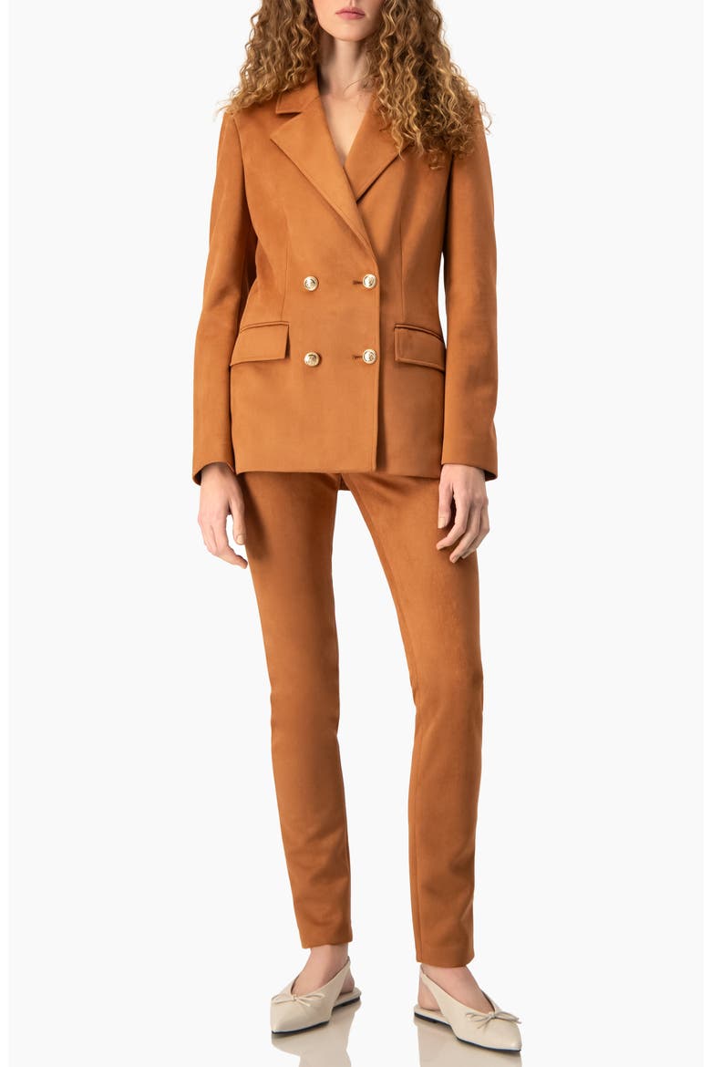 High-Rise Skinny Pants with Removable Belt In Faux Suede, Alternate, color, Chedron