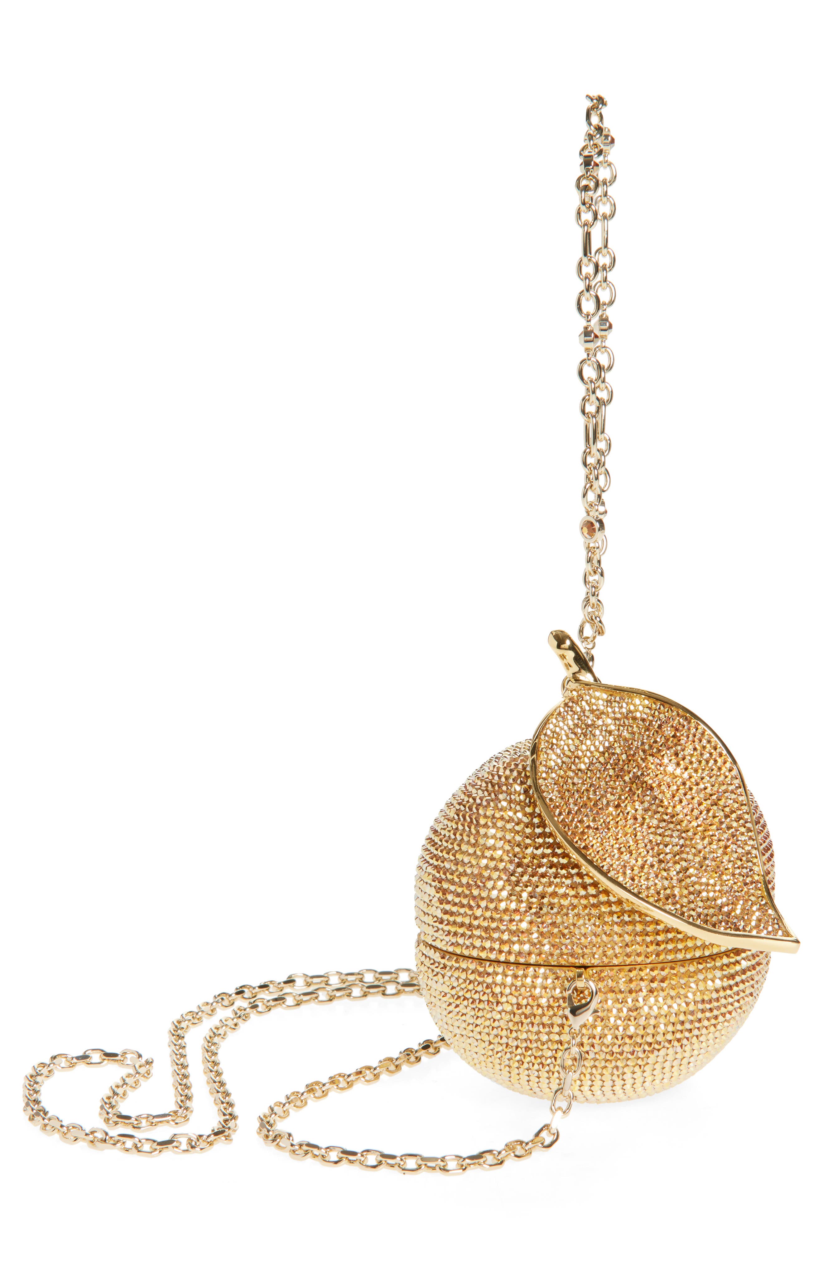 JUDITH LEIBER COUTURE Golden Delicious Apple Crystal Embellished Clutch, Alternate, color, 