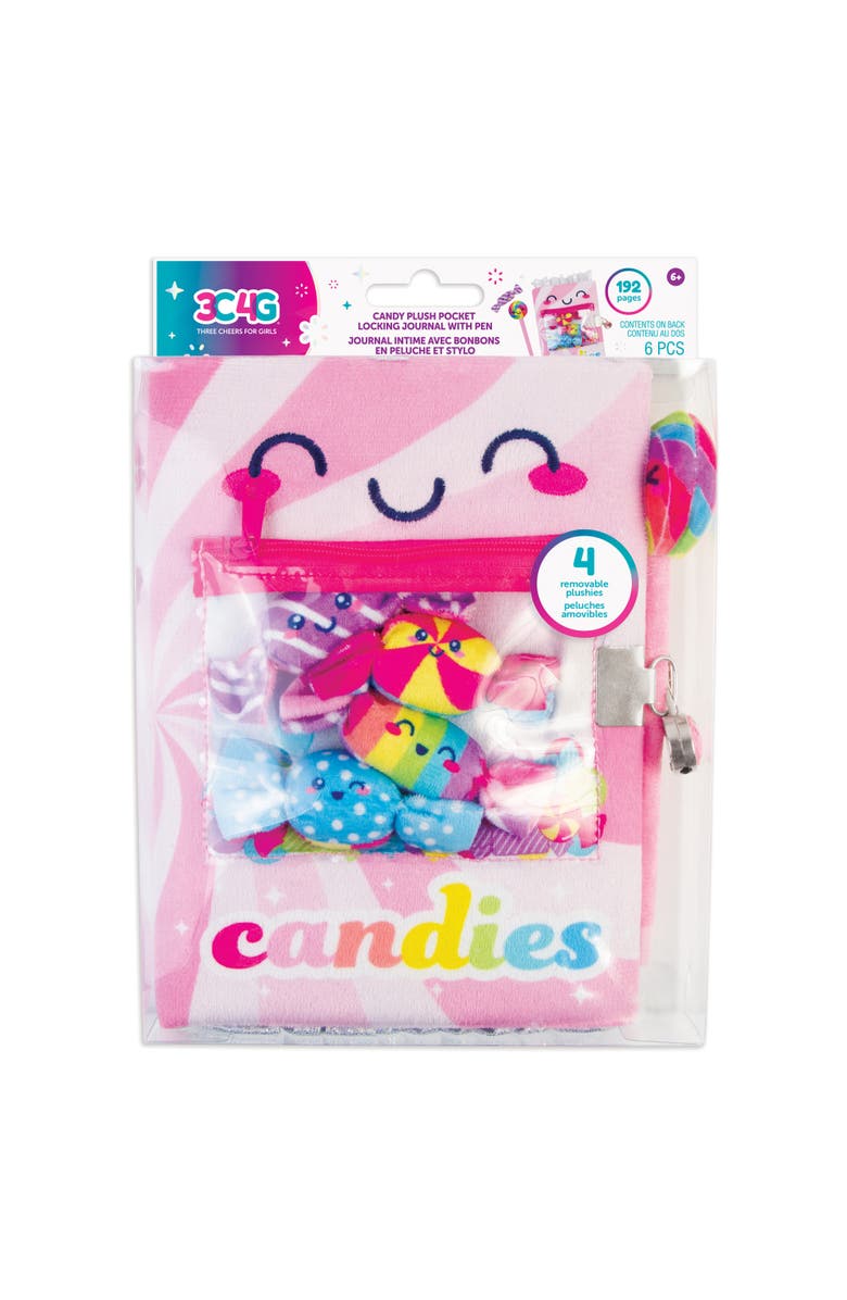 3C4G Candy Plush Pocket Locking Journal W/ Pen, Main, color, Multicolored