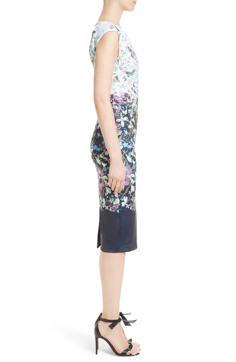 Ted Baker London Tiha Floral Print Sheath Dress, Alternate, color, Dark Blue