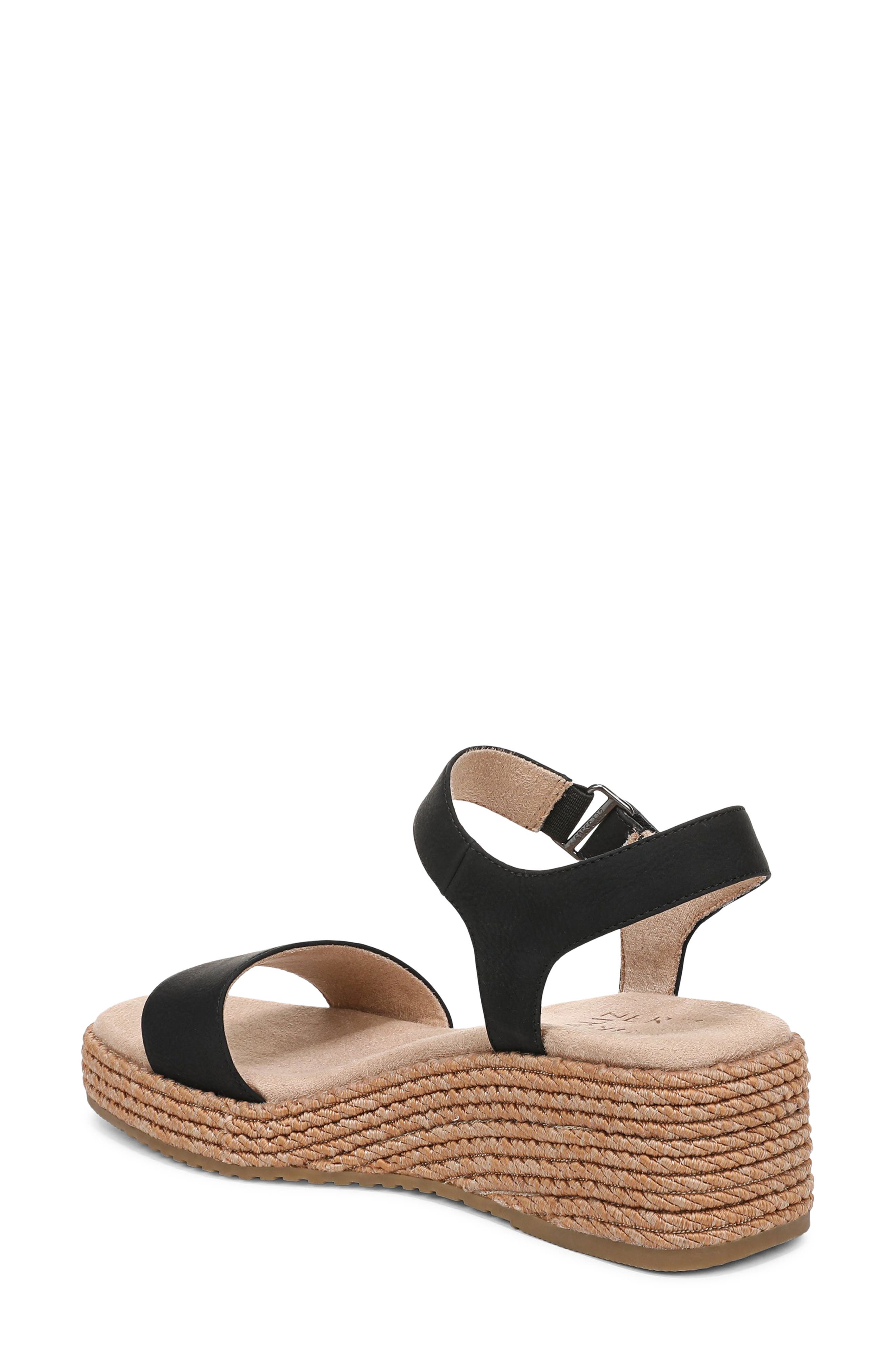 Naturalizer Goldie Wedge Sandal, Alternate, color, Black Faux Leather