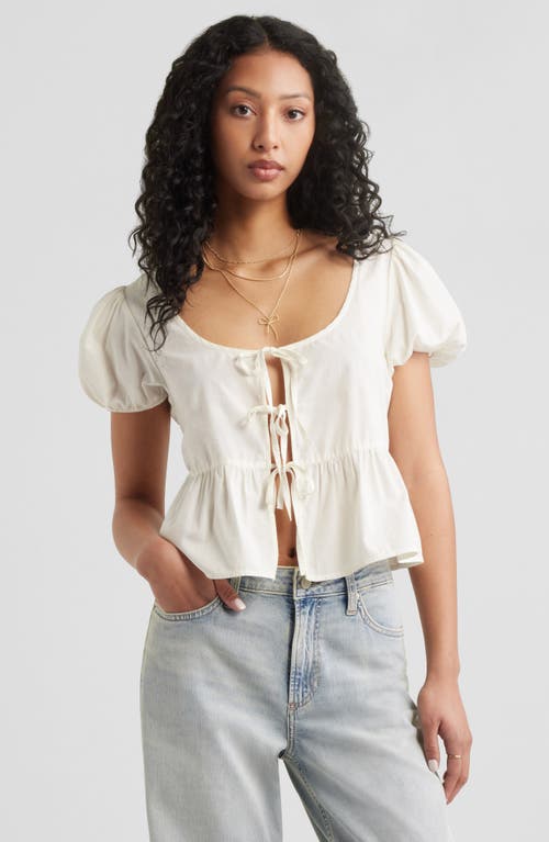 Shop Bp. Tie Front Cotton Poplin Top In White Blanc