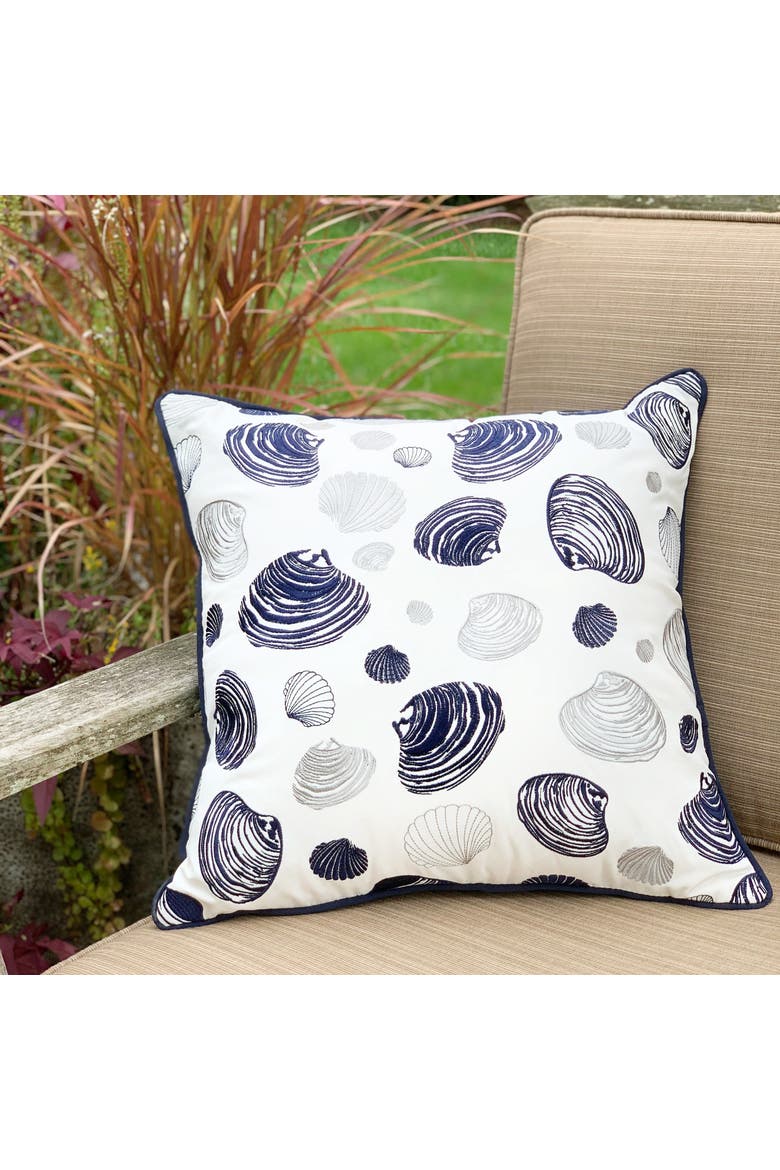 Clam Pattern Indoor/Outdoor Accent Throw Pillow, Alternate, color, Blue
