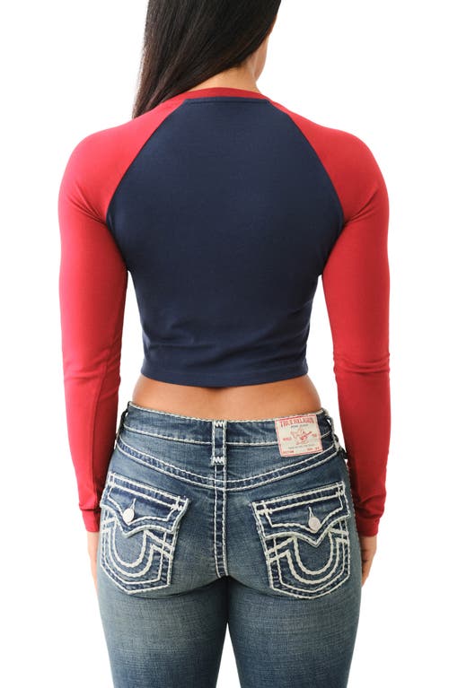 TRUE RELIGION TRUE RELIGION SLIM COLORBLOCK LONG SLEEVE COTTON GRAPHIC T-SHIRT