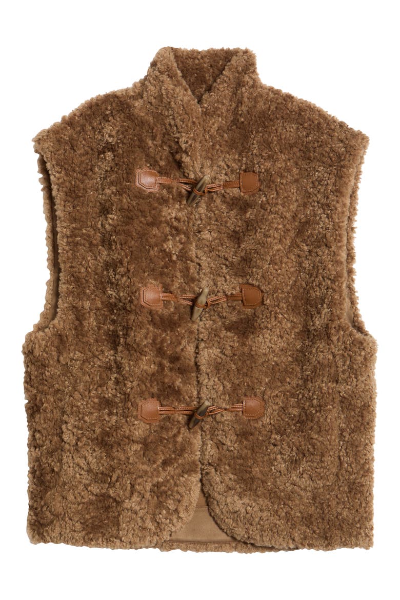 Niah Faux Fur Toggle Vest, Main, color, COFFEE GROUNDS