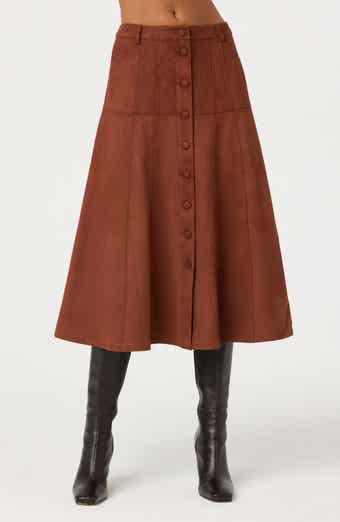 ASTR the Label Zoya Faux Suede Midi Skirt