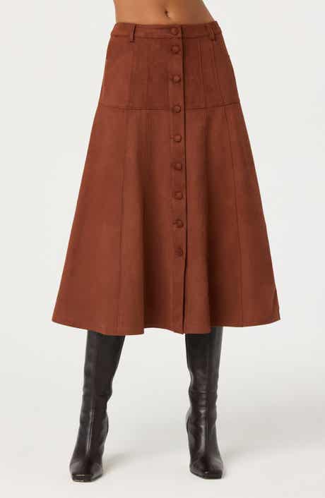 ASTR the Label Zoya Faux Suede Midi Skirt