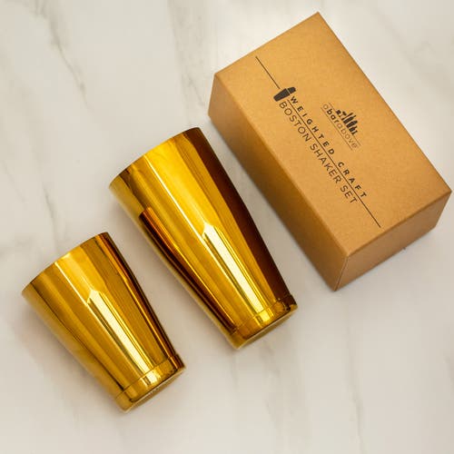 A Bar Above Gold Boston Cocktail Shaker Set, Weighted In Gold