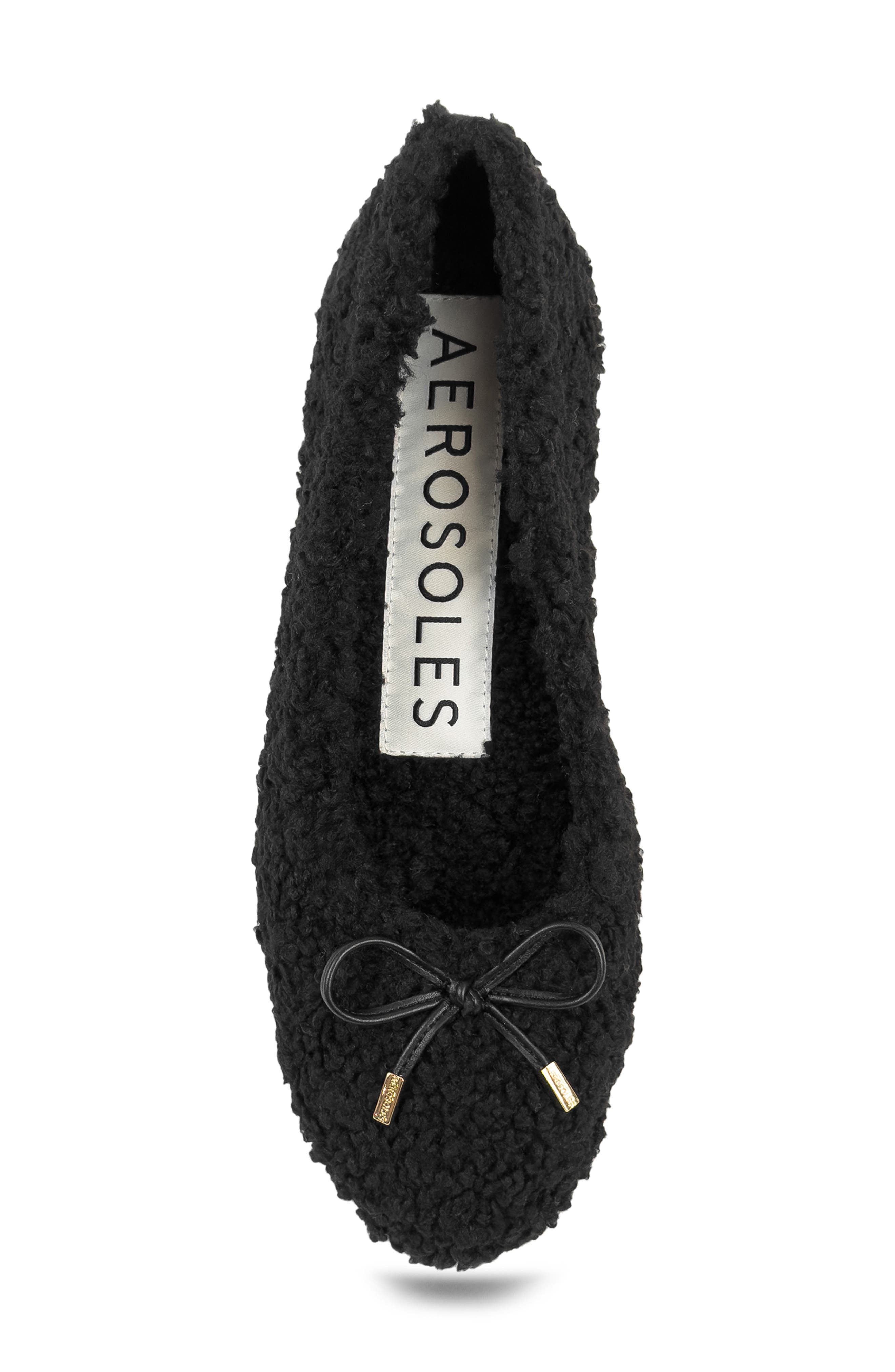 Aerosoles Patrina Faux Shearling Flat, Alternate, color, Black Faux Shearling