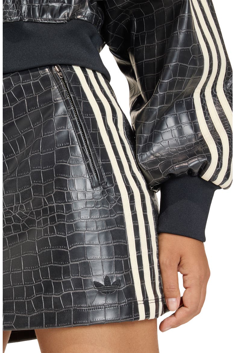 SST Croc Embossed Faux Leather Track Jacket, Alternate, color, BLACK