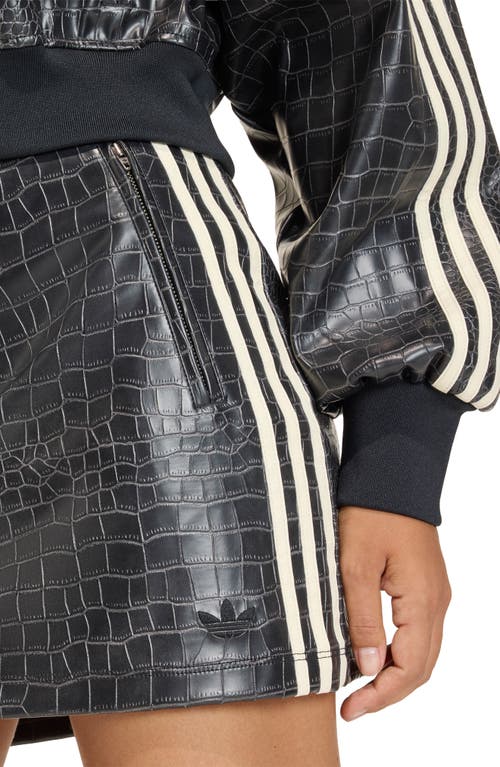 Adidas Originals Sst Croc Embossed Faux Leather Track Jacket In Multi