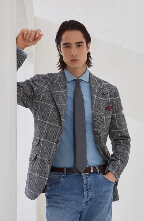 Brunello Cucinelli Prince Of Wales Cavallo Blazer In Gray
