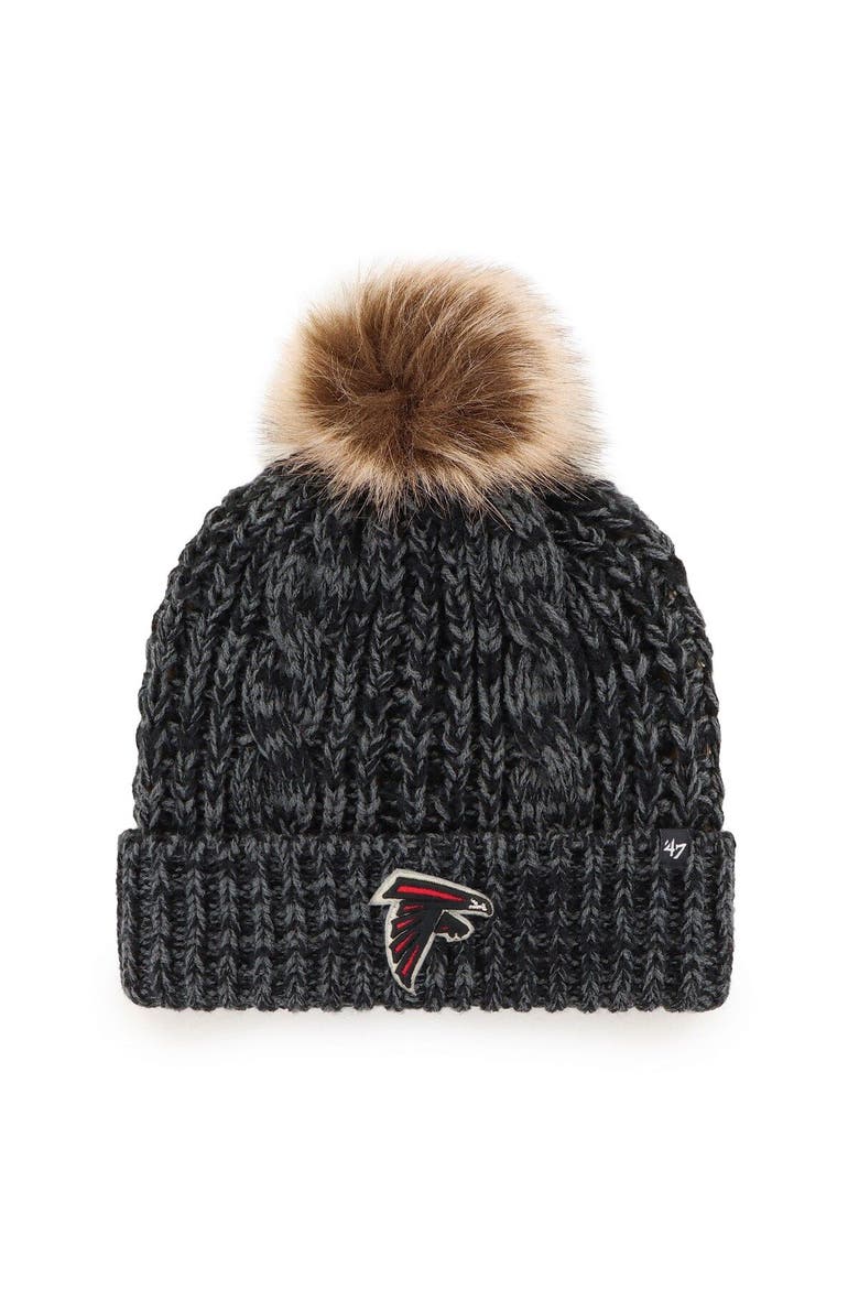 Women's '47 Black Atlanta Falcons Logo Meeko Cuffed Knit Hat with Pom, Main, color, Black