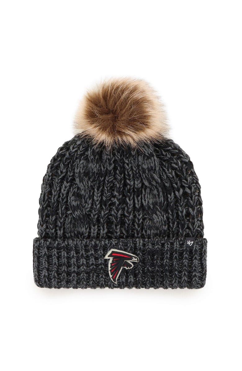 '47 Women's '47 Black Atlanta Falcons Logo Meeko Cuffed Knit Hat with Pom, Main, color, 