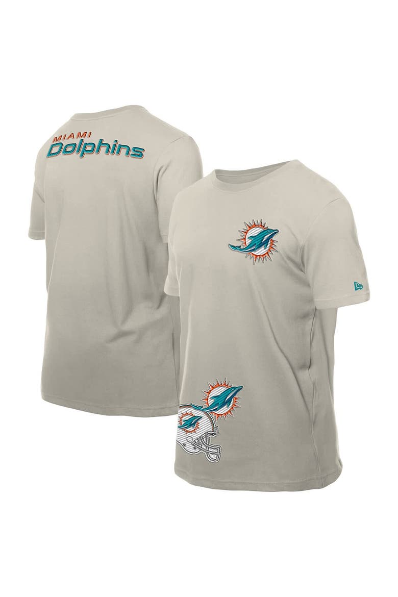 Men's New Era Light Beige Miami Dolphins Multi Patch T-Shirt, Alternate, color, Light Beige