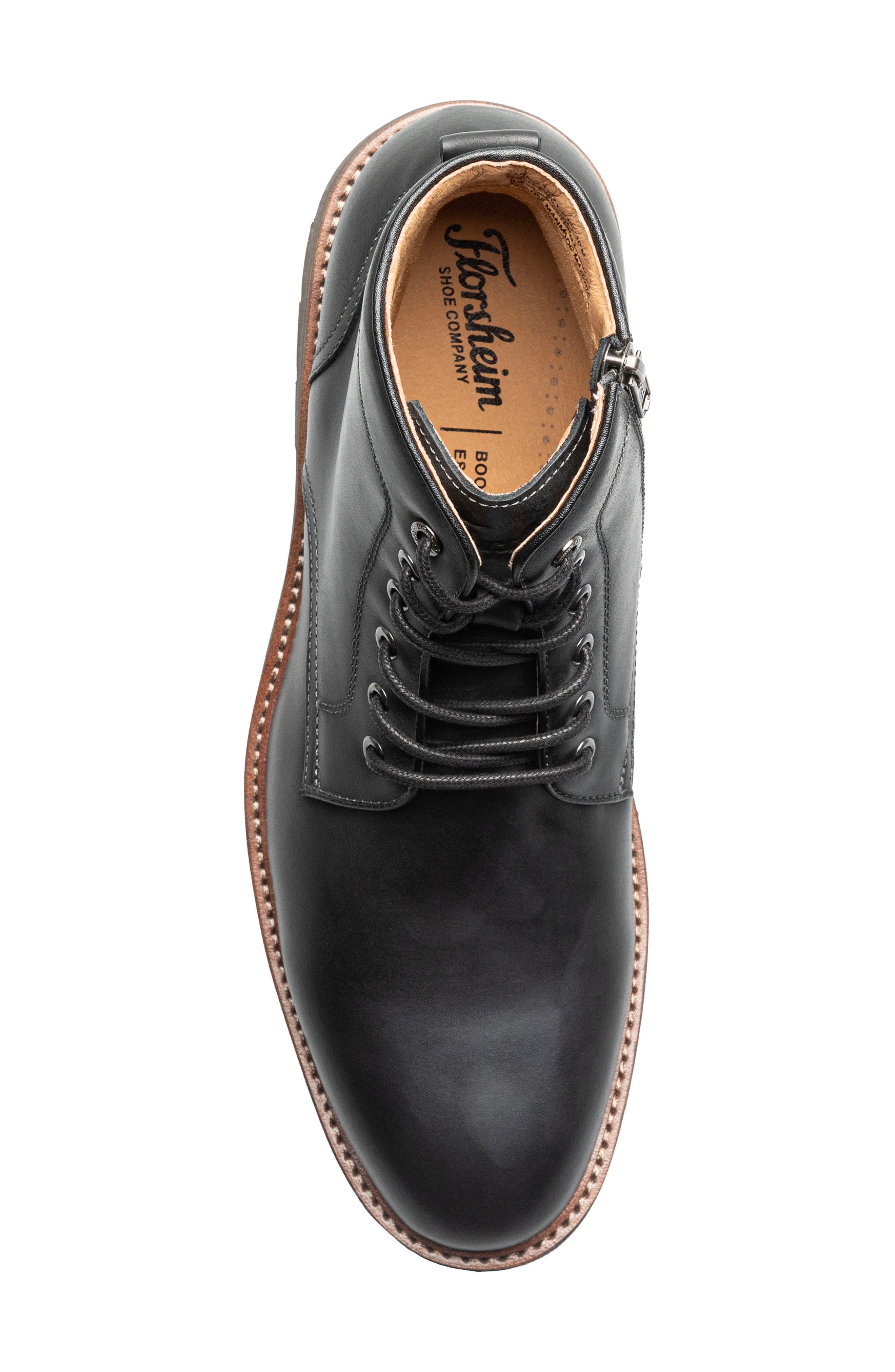 Redford Lugged Plain Toe Boot, Alternate, color, BLACK