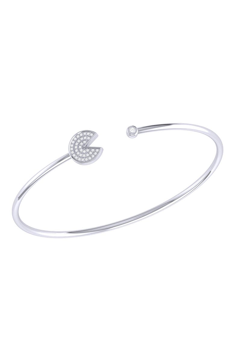 LuvMyJewelry Pac Man Candy Sterling Silver Diamond Adjustable Cuff, Main, color,