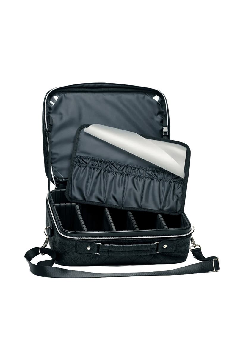 Ilios Lighting Deluxe Quilted Faux Leather Spacious Travel Makeup Case, Alternate, color, Black