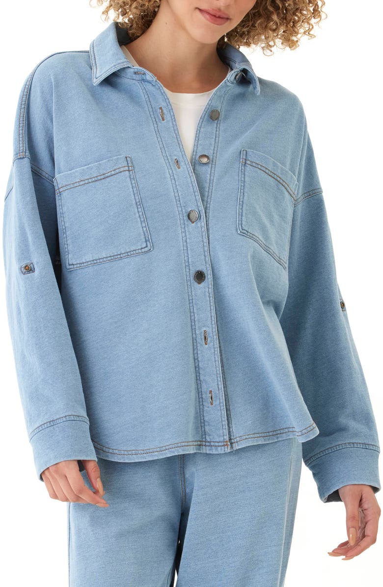 Threads 4 Thought Blaire Denim French Terry Button-Up Shirt, Main, color, Light Wash