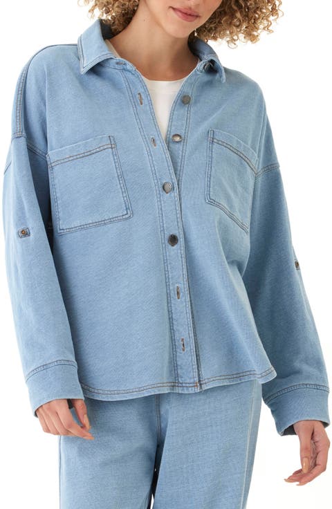 Blaire Denim French Terry Button-Up Shirt