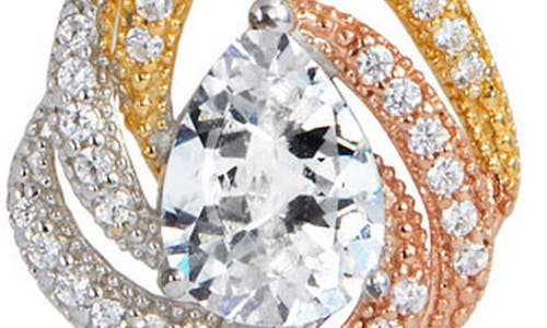Savvy Cie Jewels Tri-tone 18k Gold Plated Sterling Silver Cubic Zirconia Pendant Necklace In Gold