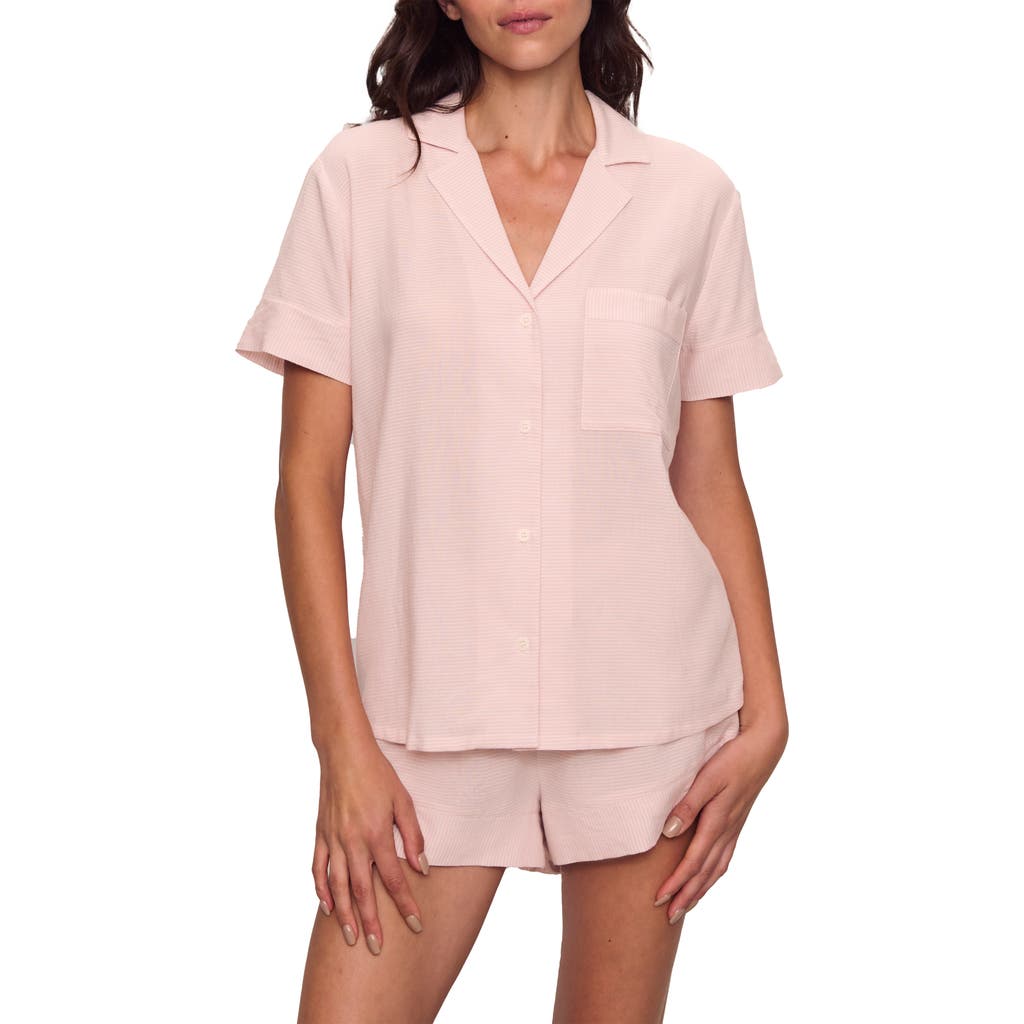 Eberjey Nautico Shortie Pajama Set In Feeder Stripes In Pink