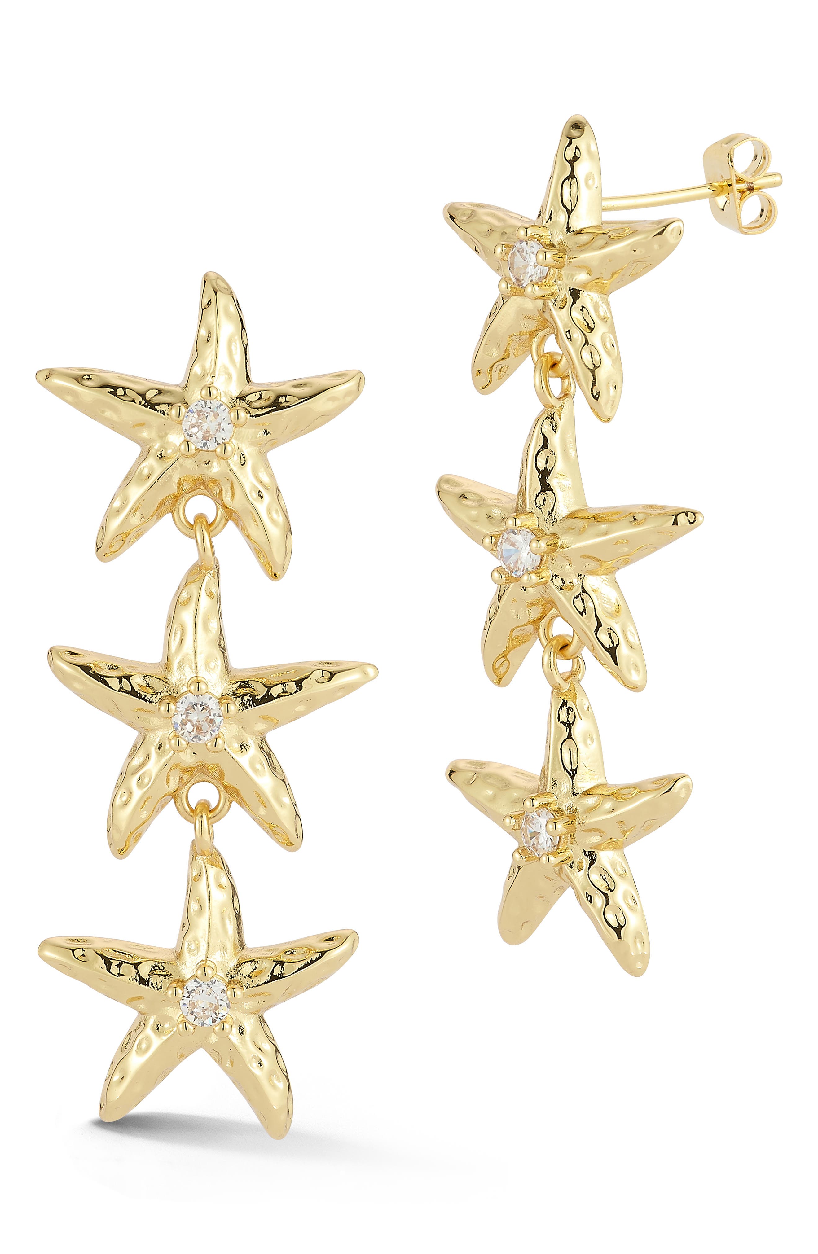 Starfish Cubic Zirconia Drop Earrings