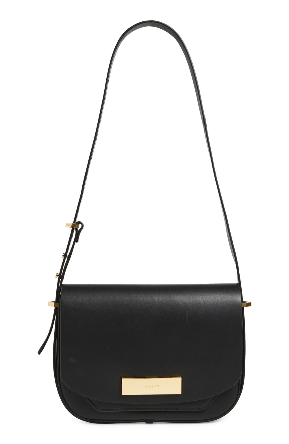 Etta Leather Shoulder Bag, color, BLACK