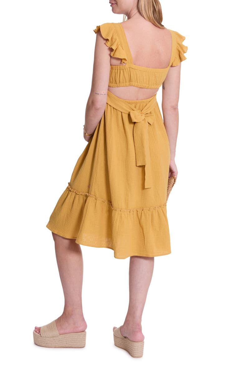 Melody Organic Cotton Gauze Maternity/Nursing Midi Dress, Alternate, color, CUMIN