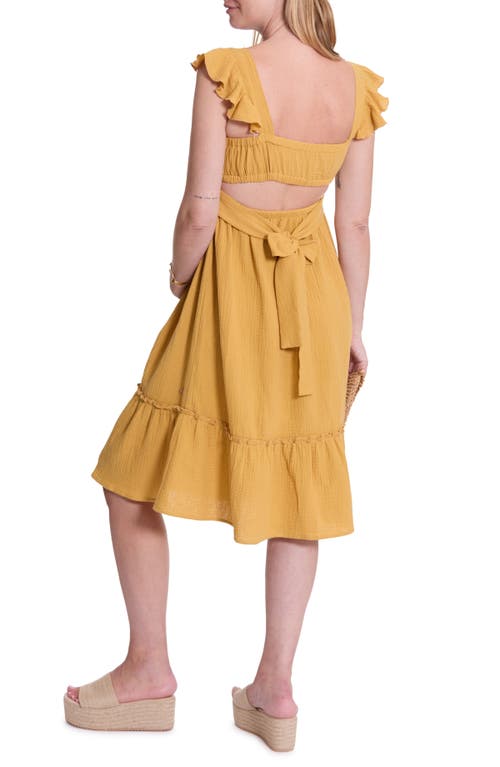 Cache Coeur Melody Organic Cotton Gauze Maternity/nursing Midi Dress In Cumin