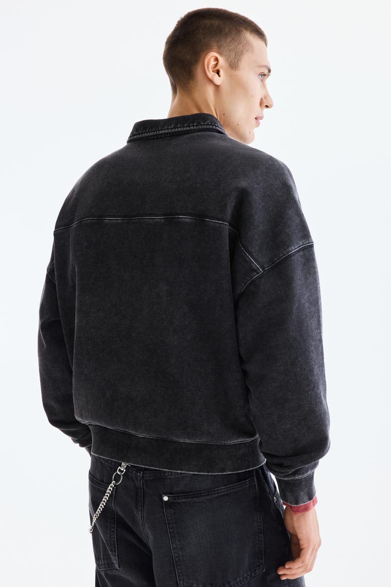 Oversized Fit Rugby Sweatshirt, Alternate, color, Washed black/Soho NYC