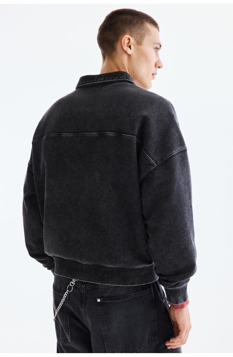 H&M Oversized Fit Rugby Sweatshirt, Alternate, color, Washed Black/Soho Nyc