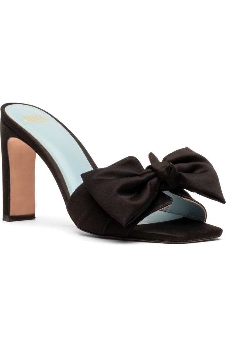 Frances Valentine Hilary Satin Bow Sandal, Main, color, Black