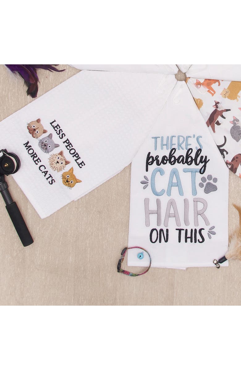 C&F Home Less People More Cats Kitchen and Bathroom Embroidered Hand Towel, Alternate, color, Brown