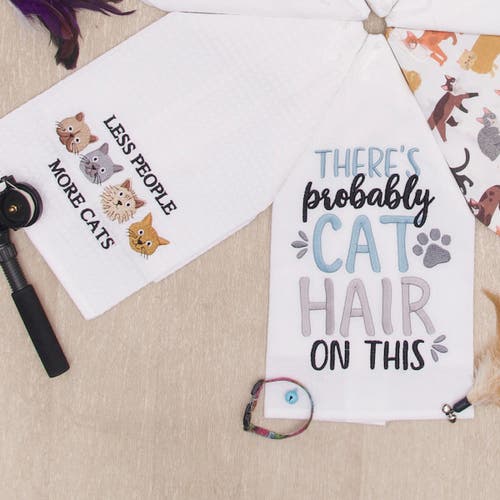 C & F Home C&f Home Less People More Cats Kitchen And Bathroom Embroidered Hand Towel In Neutral