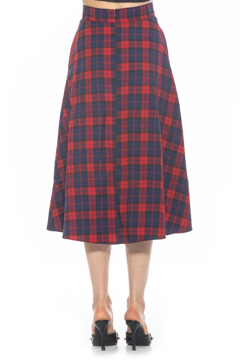 Leonie Plaid A-Line Skirt, Alternate, color, RED PLAID
