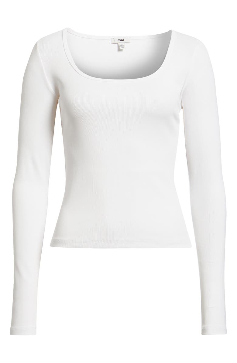 Mavi Jeans Square Neck Long Sleeve T-Shirt, Alternate, color, White