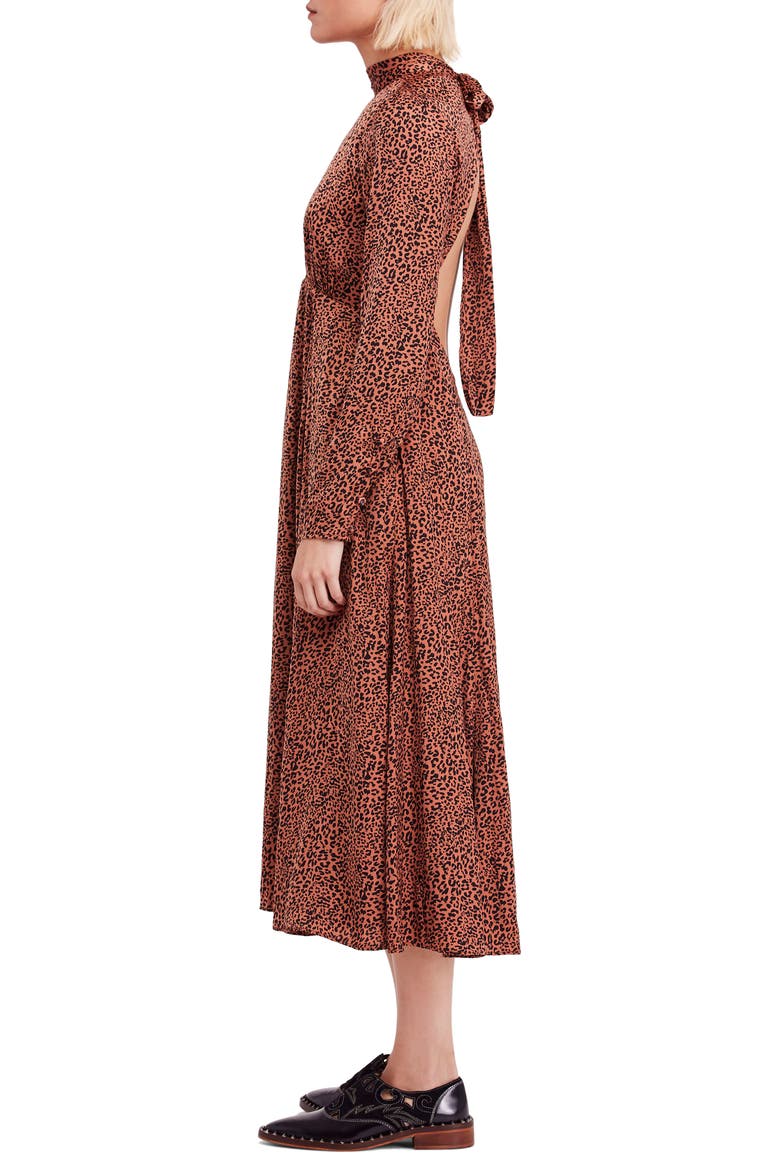 Loveless Print Midi Dress, Alternate, color, COCOA
