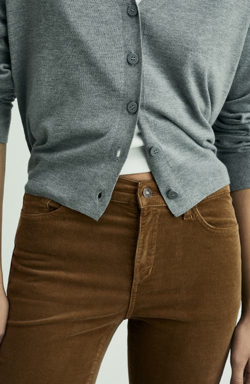 Mango Corduroy Crop Bootcut Pants In Medium Brown