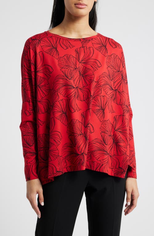 Masai Copenhagen Barr Oversize Floral Print Top in Haute Red 