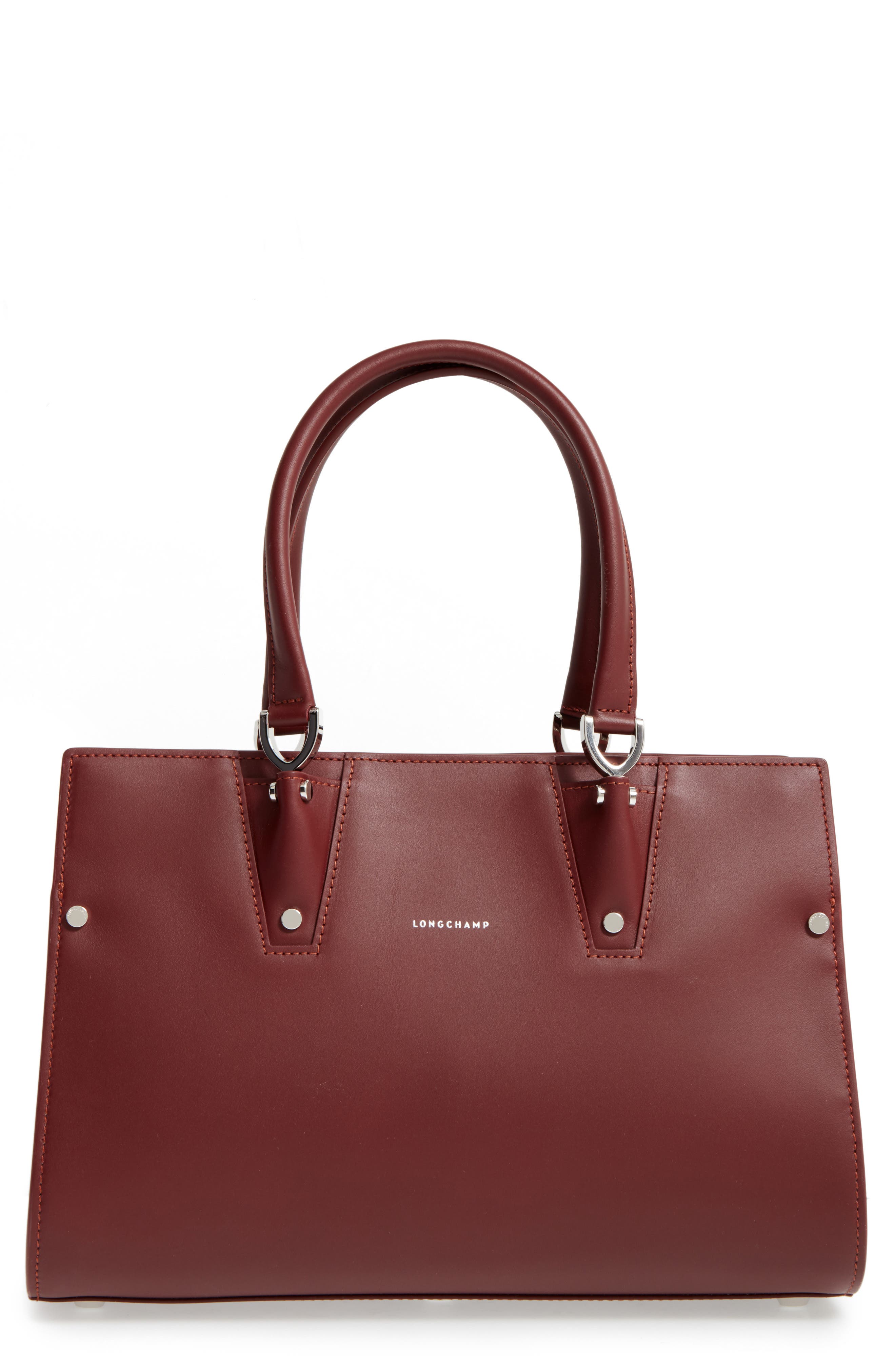 Longchamp Paris Premier Leather Satchel, Main, color, Red Lacqur