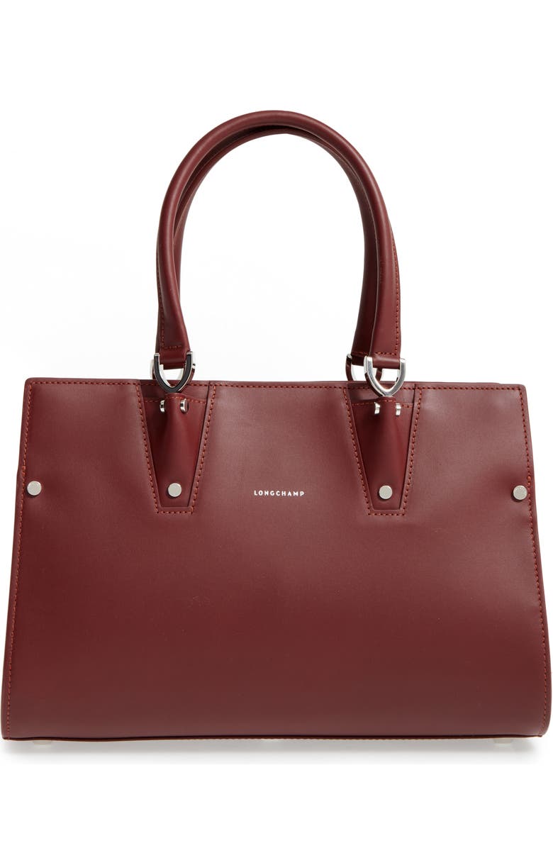 Longchamp Paris Premier Leather Satchel, Main, color, Red Lacqur