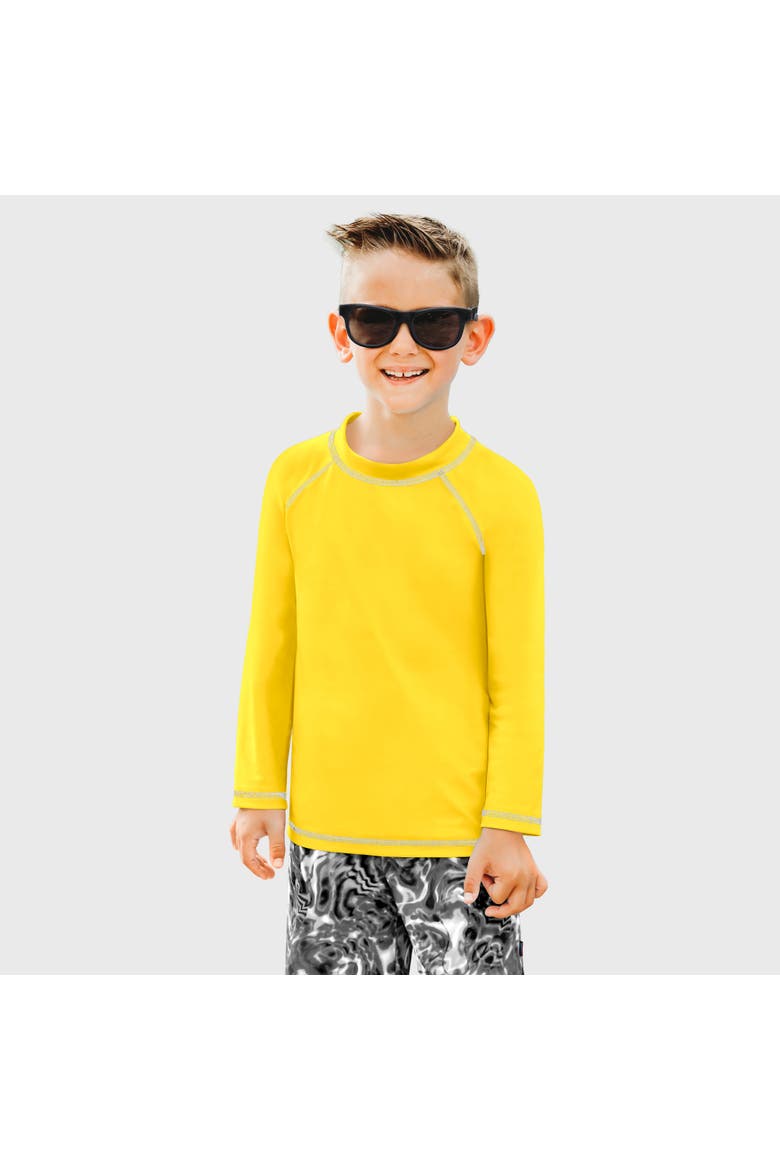Boys UPF 50+ Long Sleeve Rashguard, Main, color, Yellow