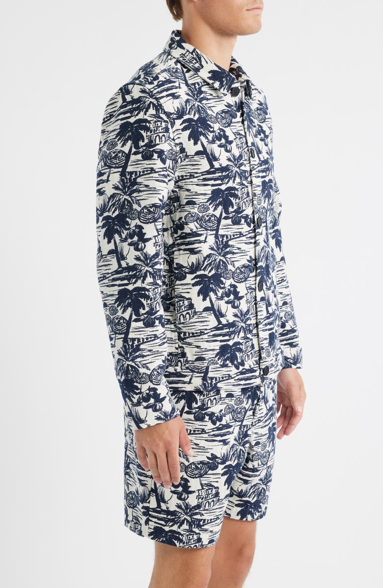 Wax London Iggy Beach Scene Cotton Blend Jacquard Jacket, Alternate, color, Navy / Ecru
