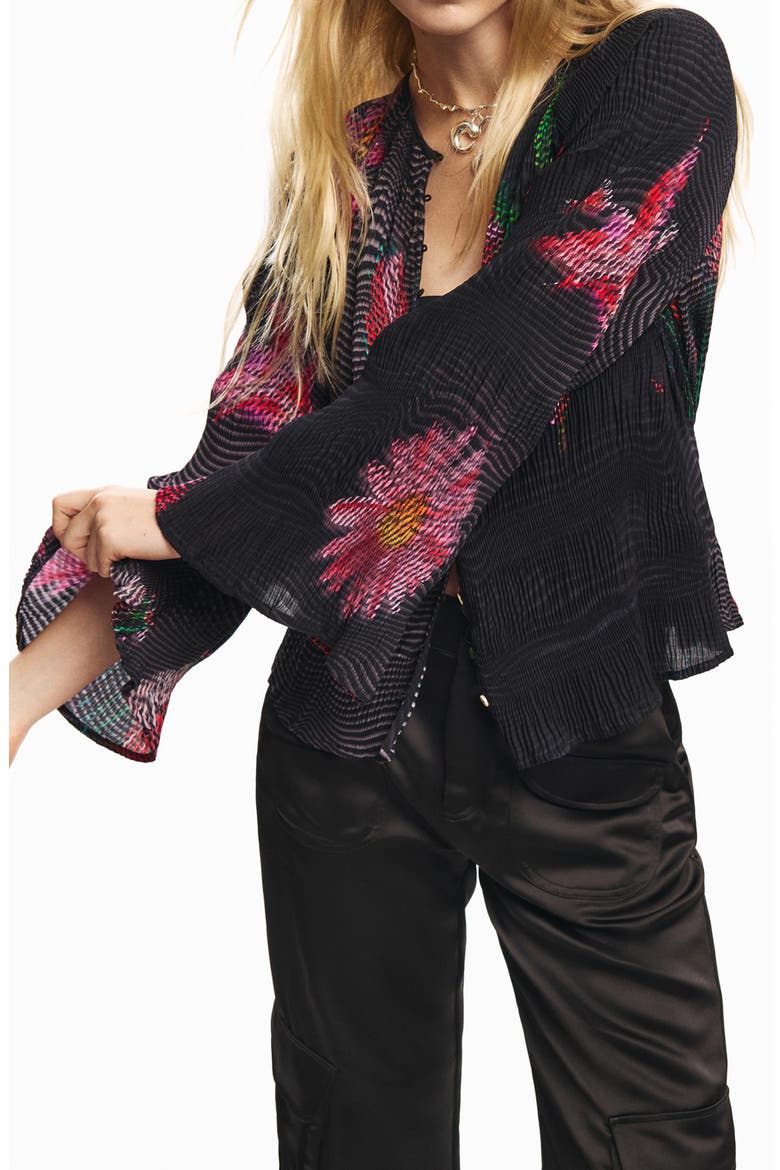 Long Sleeve Wavy Stripe Top, Alternate, color, DARK GREY