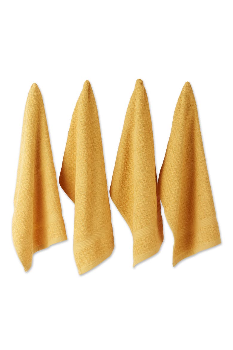 Waffle Terry Dishtowel Set/4, Alternate, color, Mustard