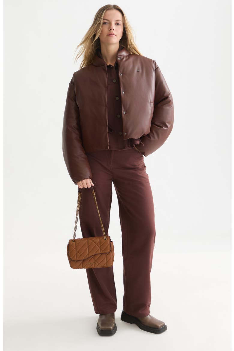 Faux Leather Short Jacket, Alternate, color, BITTER CHOCOLATE