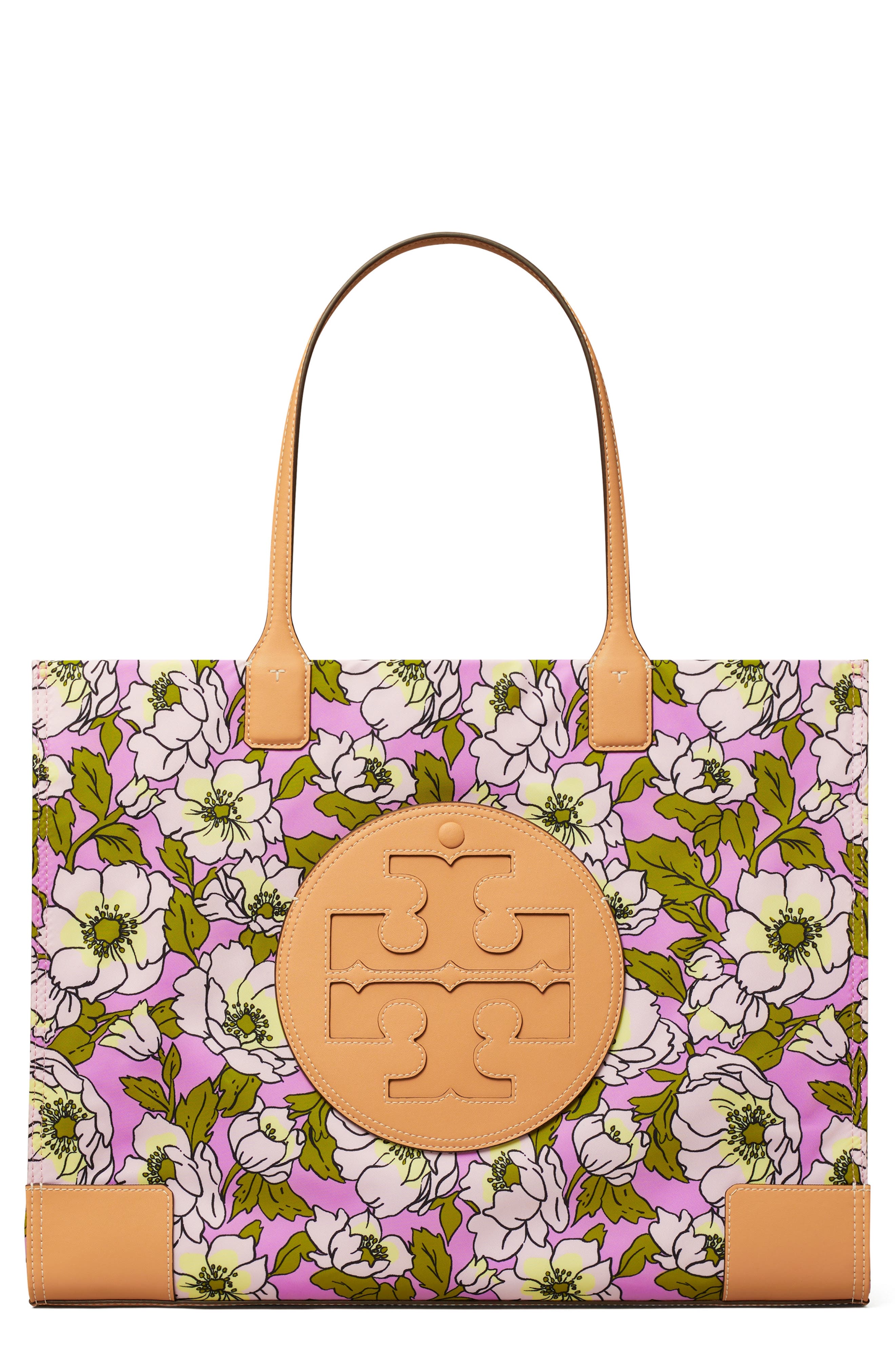 Ella Floral Recycled Polyester Tote, Main, color, ASTER PINK FLOWER