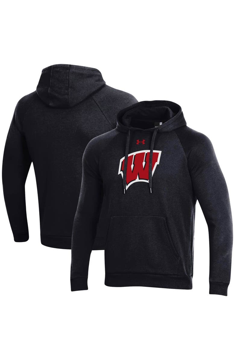 Under Armour Men's Under Armour Black Wisconsin Badgers Primary School Logo All Day Raglan Pullover Hoodie, Main, color, 