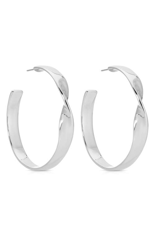 Ettika Heirloom Twist Medium Hoops Earrings In Silver